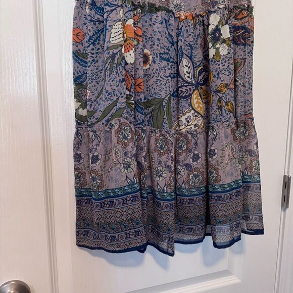 Fig & Flower Boho Floral Smocked Tiered Ruffle 2 Piece Skirt Set Women’s Size PM - Picture 5 of 13